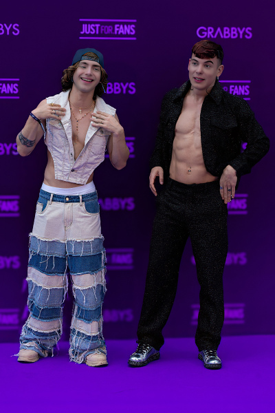 Eduell Evindur and Mingie Noriega on the Purple Carpet at Grabbys Europe 2026