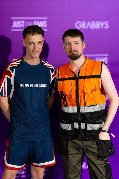 Jamie Baker and Bobby Steele at the Purple Carpet of Grabbys Europe 2026 in Torremolinos