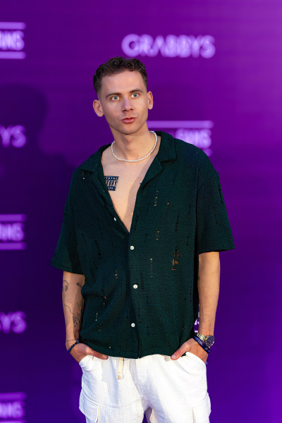 Ray Mannix aka Lukas Watkins on the Purple Carpet at Grabbys Europe 2026
