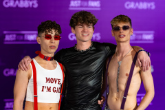 David de Vil, Twink Frosty and Rob de Vil at the Purple Carpet of Grabbys Europe 2026 in Torremolinos